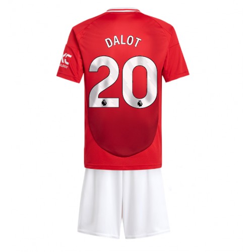 Dres Manchester United Diogo Dalot #20 Domaci za djecu 2024-25 Kratak Rukav (+ kratke hlače)